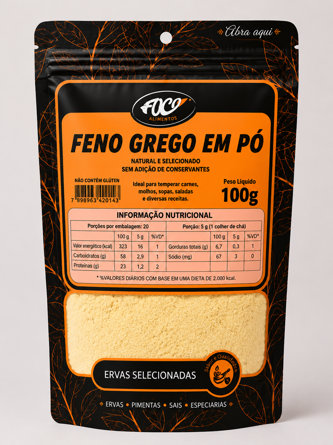 Feno Grego em Pó Foco Alimentos – 100 g