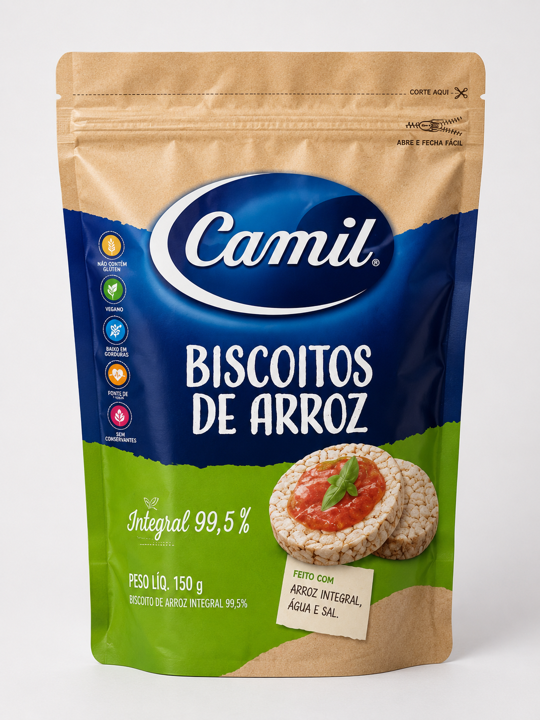 Biscoitos de Arroz Integral 150g – Camil