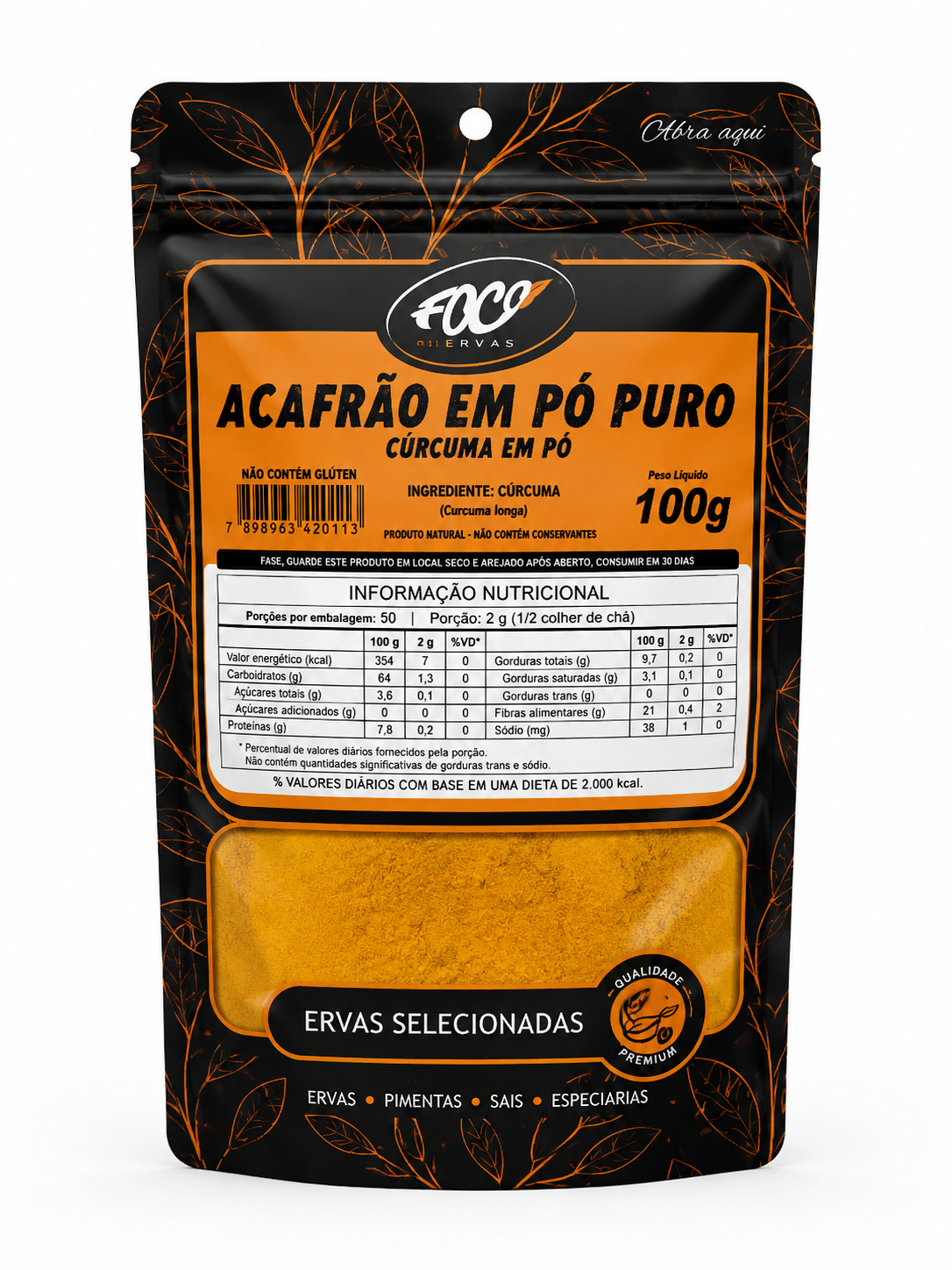 Açafrão em Pó Puro – Cúrcuma 100g