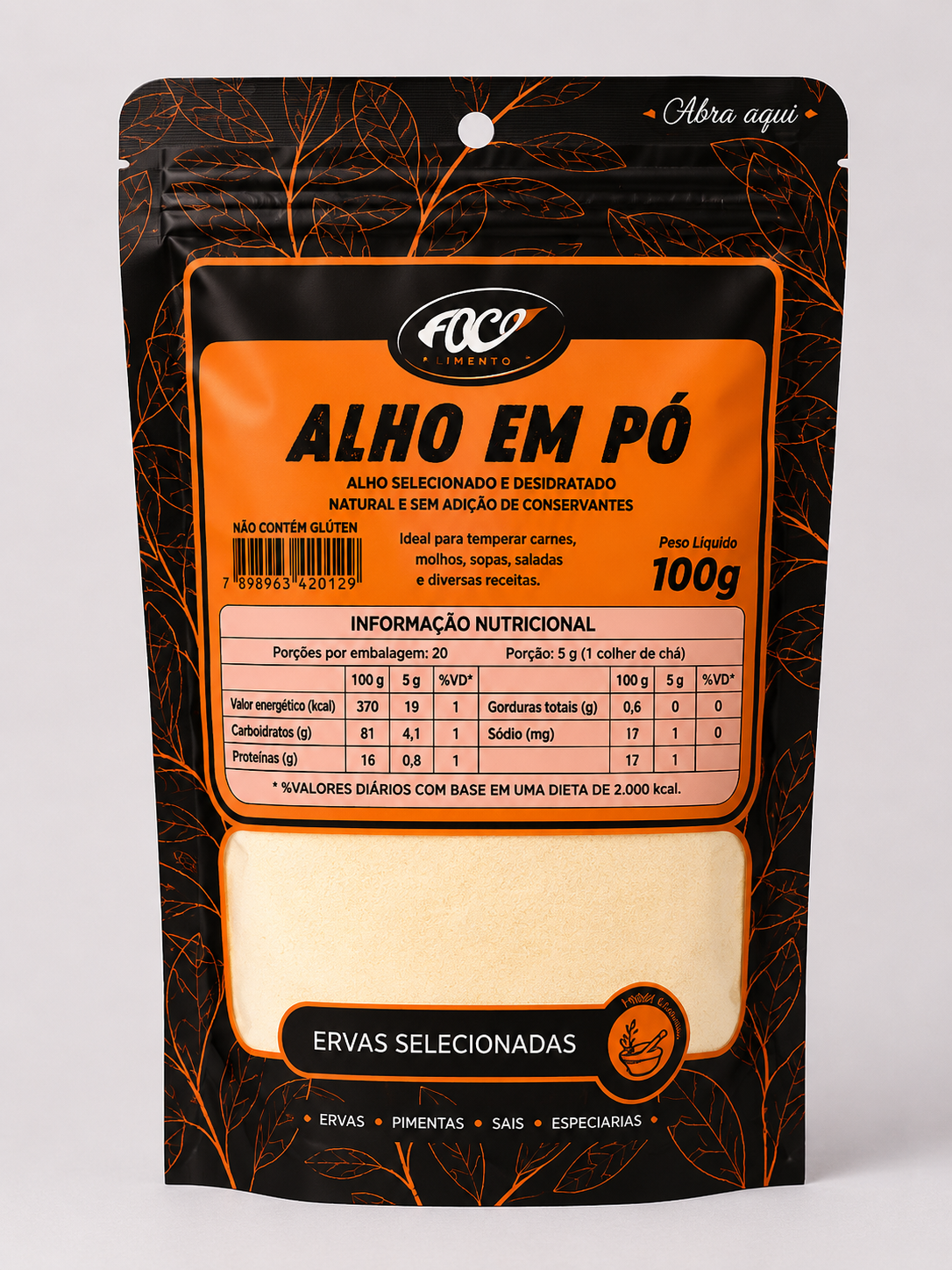 Alho em Pó 100g – Foco Alimentos