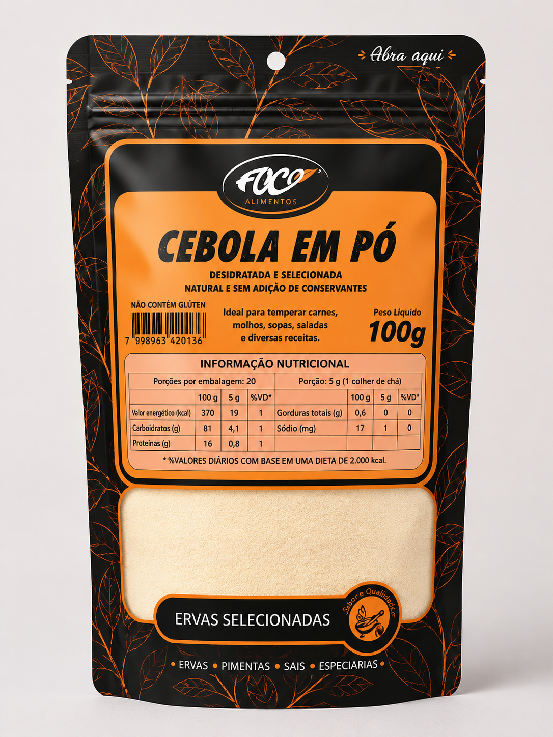 Cebola em Pó 100g – Foco Alimentos